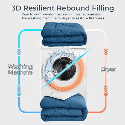 HEVUMYI Teal Blue & Ivory King Comforter Set - 7-Piece All Season Bed in a Bag King, Ultra Soft Bedding Set with Comforter, Flat Sheet, Fitted Sheet, Pillowcases, Pillow Shams, Teal Blue & Ivory