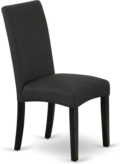 East West Furniture X626DR124-6 6 Piece Dining Table Set Contains a Rectangle Kitchen Table with X-Legs and 4 Black Color Linen Fabric Parson Chairs with a Bench, 36x60 Inch, Multi-Color
