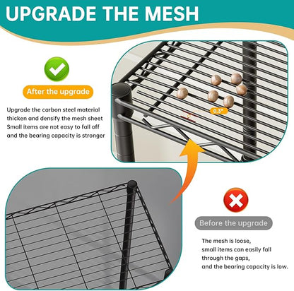 SINGAYE 5 Tier Shelf Wire Shelving Adjustable Storage Shelves Rack Standing Units for Kitchen Closet Laundry Bathroom Organizers Metal Pantry Narrow Mesh Gaps 10" D x 16" W x 55" H Black