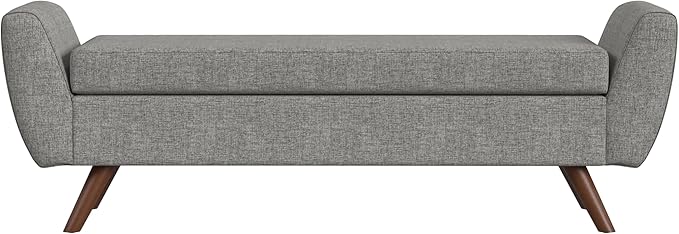 HomePop Modern Storage Bench with Wood Legs Home Décor|Bench with Storage for Living Room & Bedroom - Gray Woven