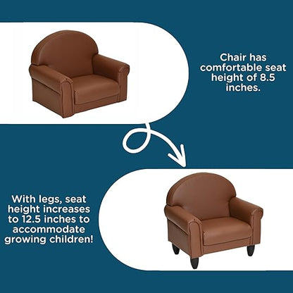 Children's Factory As We Grow Chair and Couch, Flexible Seating for Daycare or Preschool, Kids Reading Couch, Playroom Furniture, Walnut