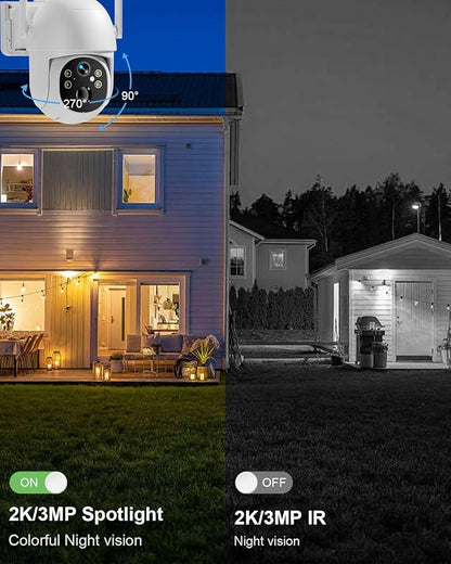 SANSCO 4G LTE Cellular Solar Security Camera Wireless Outdoor, Lifetime Free Unlimited Data, NO WiFi 2K Color Night Vision, PTZ 360 View, 2 Way Audio, Motion Detection (4G Unlimited-2Pack)