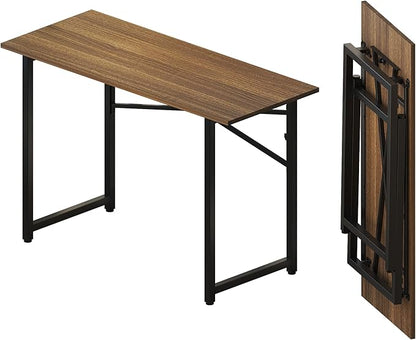 Folding Computer Desk 47 inch Writing Gaming Computer Camping Table, No Assembly Required Home Office Desk, Espresso