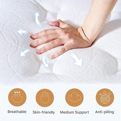 Full Size Mattress, 10 Inch Medium Firm Foam Hybrid Mattress with Individual Pocket Springs for Motion Isolation & Edge Support, Mattress in A Box CertiPUR-US Certified