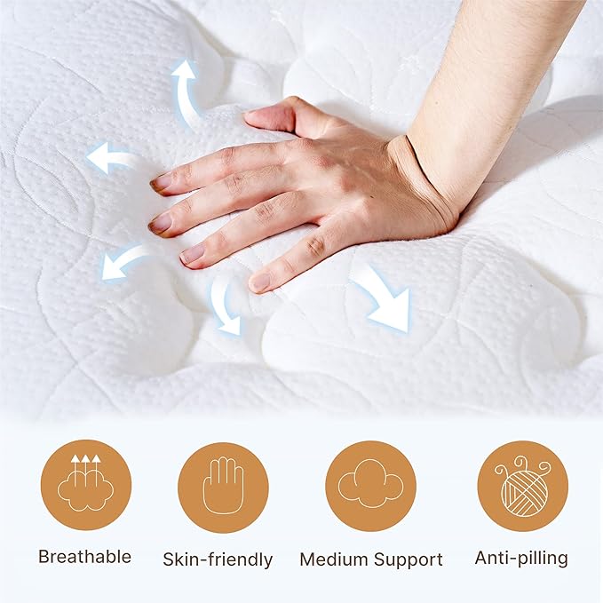 King Size Mattress, 10 Inch Medium Firm Foam Hybrid Mattress with Individual Pocket Springs for Motion Isolation & Edge Support, Mattress in A Box CertiPUR-US Certified