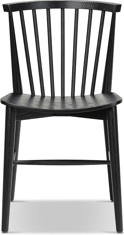 POLY & BARK Ligna Dining Chair Oak – Mid-Century Inspired Chair with Sculpted Spindle Back – Solid American Walnut Frame and Engineered Wood Veneered Seat – Fully Assembled and Ready to Use