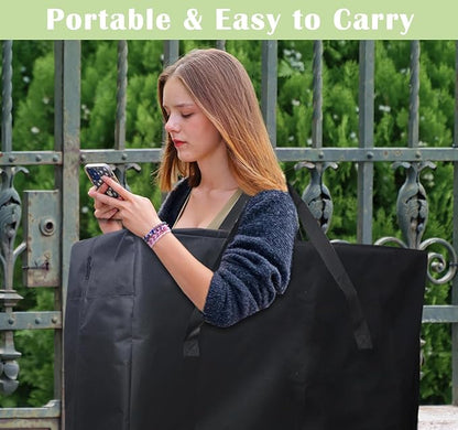 4/6/ 8 Foot Folding Table Storage Bag, Waterproof Heavy Duty Large Carrying Bag for Folding Tables, Picnic/Camp Tables Cover with Durable Zipper & Shoulder Strap, 31" D X 49" W X4.7 H, Black