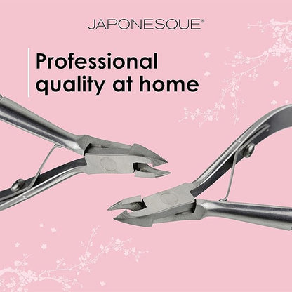 JAPONESQUE Cuticle Nipper with Ultra-Sharp, High Performance, Stainless Steel Blades to Remove Hangnails and Cuticles, Anti-Slip Grip for Control and Comfort