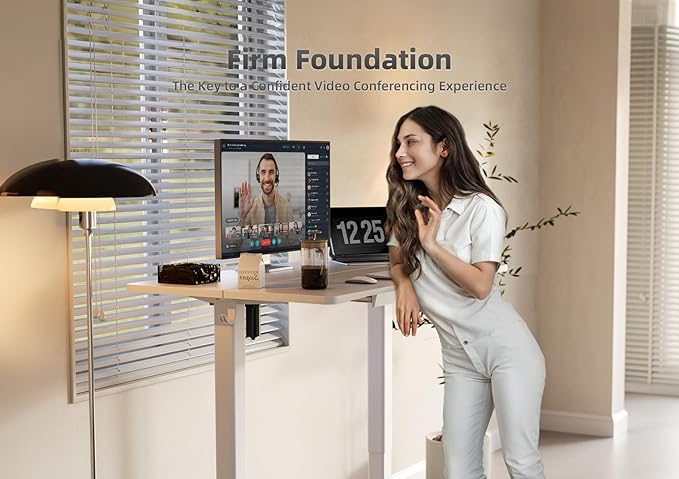 YDN Standing Desk with Drawers, 48 x 24 Inch White Standing Desks Electric Adjustable Height Desk for Computer Workstations, White