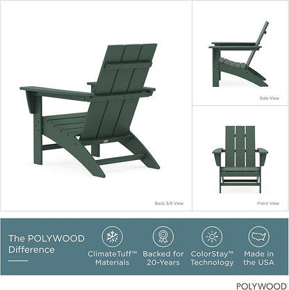 POLYWOOD Modern Adirondack Chair – All-Weather Outdoor Lawn Adirondack Chairs – HDPE, Fade-Resistant & Durable Outdoor Furniture – For Patio, Deck & Fire Pit Chairs – Green