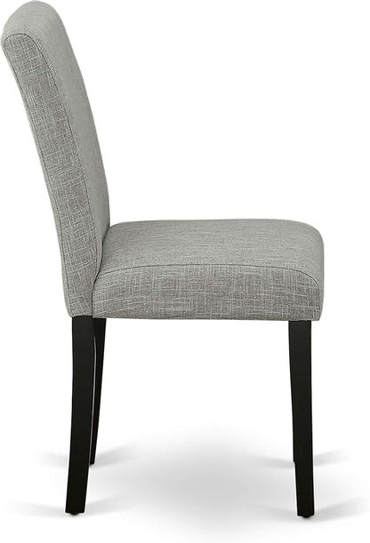 East West Furniture X696AB106-7 7 Piece Modern Dining Table Set Consist of a Rectangle Wooden Table with X-Legs and 6 Shitake Linen Fabric Upholstered Chairs, 36x60 Inch, Multi-Color