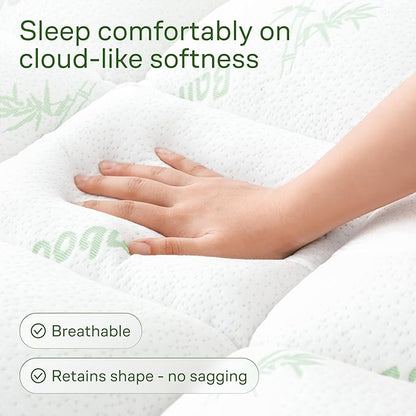 Ultra Soft California King Size Mattress Topper - Viscose Made from Bamboo Pillow Top Mattress Pad for Back Pain Relief - Naturally Cooling for Hot Sleepers, Green