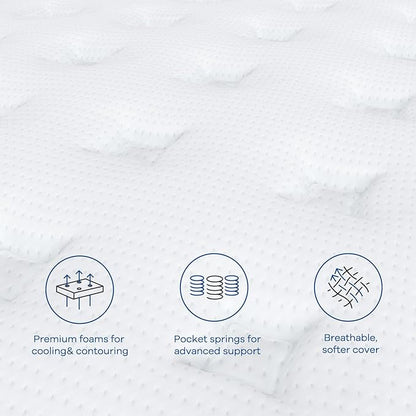 Coolvie California King Mattress in a box, Medium Firm 12 Inch Hybrid Cal King Mattress with Pocket Spring, Pressure Relief, Cooling, Personalized Support for Heavy People, CertiPUR-US® Certified Foam
