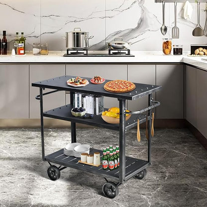 Diwhy Industrial 3 Tier Rolling Utility Storage Cart Wine Beverage, Metal Wine Rack with Wheels Kitchen Bar Dining Room Tea Wine, Serving Cart