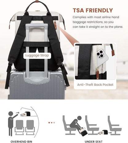 LOVEVOOK Laptop Backpack for Women, 15.6'' Waterproof Nurse Bag Teacher Work Backpack Purse for Women, Travel Computer Backpack for College Office Business Ladies