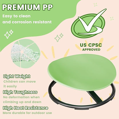21" L × 19" W Large Size Spinning Chair for Autistic Kids, Autism Sensory Spinning Chair, Sensory Toys for Kids with Autism & ADHD, Sit and Spin Training Body Coordination, Light Green Rounded Share