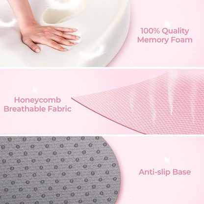 AUVON Innovative Donut Pillow Hemorrhoids Scientific Center Hole and Tailbone Cutout, Orthopedic Pain Relief Donut Seat Cushion for Coccyx, Sciatica, After Surgery Sitting Relief, FSA HSA Eligible