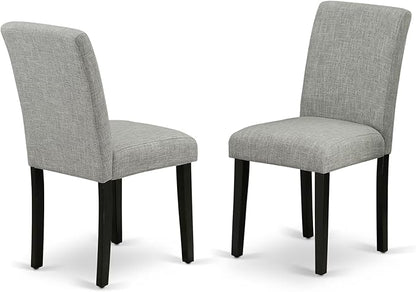 East West Furniture V696AB106-5 5 Piece Dining Table Set for 4 Includes a Rectangle Kitchen Table with V-Legs and 4 Shitake Linen Fabric Upholstered Parson Chairs, 36x60 Inch, Multi-Color