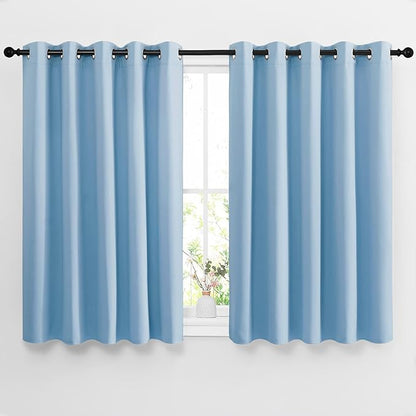 NICETOWN Blackout Curtains 54 Long - Window Treatment Thermal Insulated Solid Grommet Blackout Curtains/Panels/Drapes for Bedroom (Blue, Set of 2, 66 by 54 Inch)