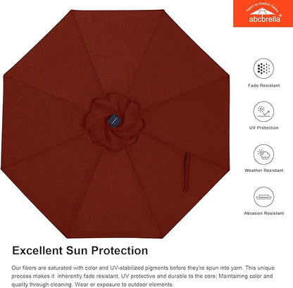 ABCCANOPY OLEFIN® 5-Year No Fading Patio Umbrella with Solar Lights (Burgundy)