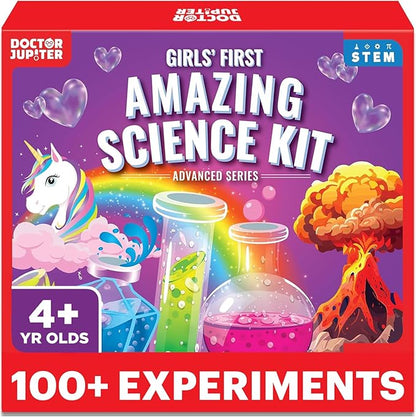 Doctor Jupiter Girls' First Amazing Science Kit for Kids Ages 4-5-6-7-8 | Birthday Gift Ideas for 4+ Year Old Girls | Learning & Educational Projects | STEM Toy with 100+ Experiments