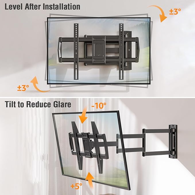 ELIVED Long Arm TV Wall Mount for Most 42-75 Inch TVs, 37.9 Inch Long Extension Corner TV Mount, Full Motion Wall Mount tv Bracket Swivel and Tilt, Holds up to 99 lbs. Max VESA 600x400mm, YD3038