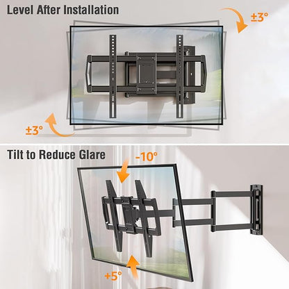 ELIVED Long Arm TV Wall Mount for Most 42-75 Inch TVs, 37.9 Inch Long Extension Corner TV Mount, Full Motion Wall Mount tv Bracket Swivel and Tilt, Holds up to 99 lbs. Max VESA 600x400mm, YD3038
