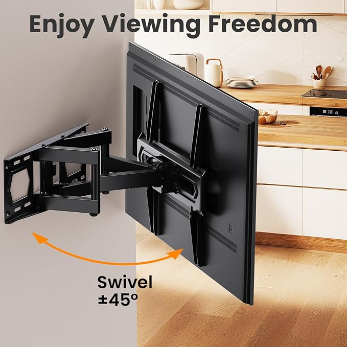50 55 65 inch Full Motion TV Wall Mount for 32-70 inch TV Bracket, Dual articulating Arms Mount, Tilt Swivel Extension Level, Max VESA 400x400mm, 16" Studs, 110 lbs,Fit Most 40 43 50+ TVs