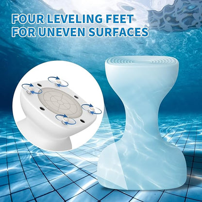 24" Pool stools for Underwater,Pre-Weighted Pool Stools with Foot Rest,Waterproof Patio Furniture with Adjustable Feet for Poolside Seats for Edge,1PC