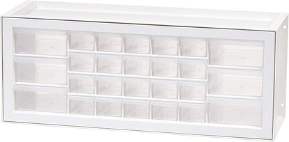 IRIS USA Plastic Drawer Storage Organizer, 26-Drawer Teacher Toolbox Bead Small Parts Organizer Cabinet for Hardware Crafts Nuts Bolts Tools Sticker Home Business Scrapbook Art Hobby Garage - White