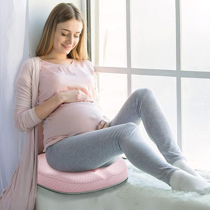 Benazcap Donut Pillow Seat Cushion - Ergonomic Memory Foam for Tailbone & Sciatica Pain Relief, Ideal for Hemorrhoids, Pregnancy, and Postpartum Comfort - Pink