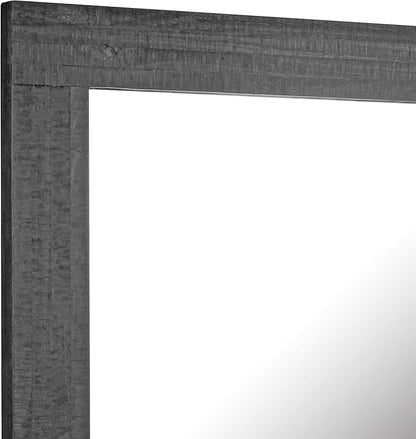 Stonebriar 24" x 18" Rectangle Black Wood Frame Wall Mirror with Attached Hanging Brackets, Decorative Country Rustic Decor for The Living Room, Bedroom, Bathroom, Hallway, and Entryway