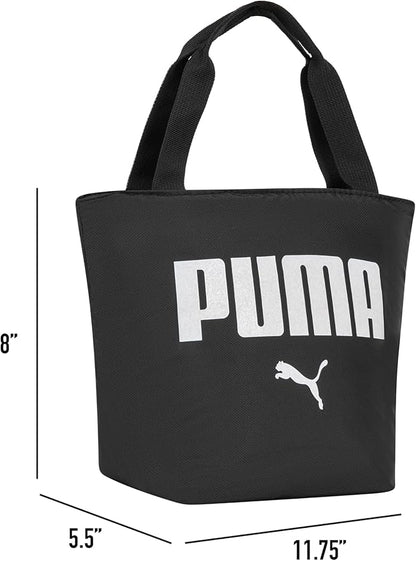 PUMA Unisex Kid's Adventure Lunch Tote, Black/White Glitter, Small