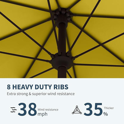PatioKingdom 11FT Patio Umbrella,Outdoor Umbrella with Push Button Tilt and Crank,Market Table Umbrella with 8 Sturdy Fiberglass Ribs UV Protection