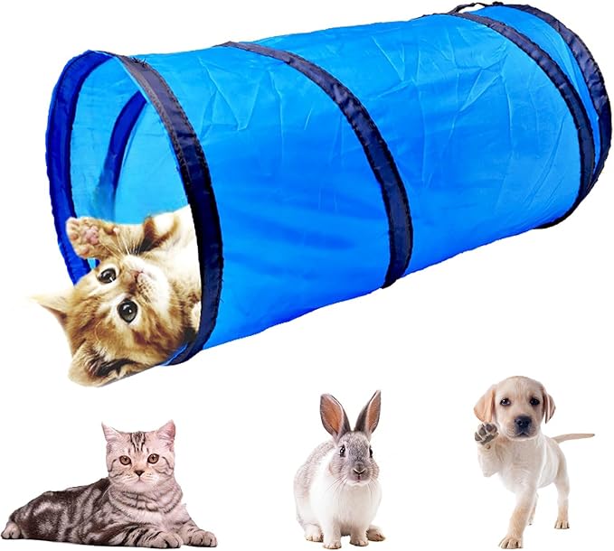 Foldable Spiral Cat Tunnel - Indoor Toy for Small Cats, Kittens, and Rabbits - Tube for Interactive Play and Outdoor Fun - Pet Activity Toy Light Green 20" 3 Pcs
