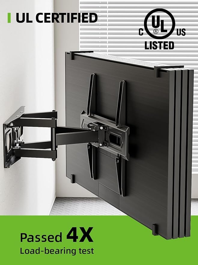 USX MOUNT TV Wall Mount for 32-65 inch Flat Screen/LED/4K up to 110lbs, Full Motion TV Mount Bracket with Swivel & Tilt Articulating Dual Arms, Max VESA 400x400mm, Fits 12/16" Wood Studs