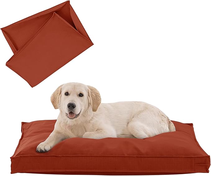 Dog Bed Covers Replacement Washable, Waterproof Dog Bed Cover with Zipper, 36Lx27Wx3H inch Durable Oxford Pet Bed Cover for Outdoor/Indoor Use, Cover Only, Tangerine