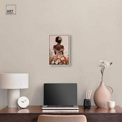 Autumn Bloom Dress Canvas Print Fashion Wall Decor by Art Remedy, Silver Frame, 10 x 15