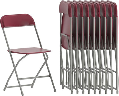 Hercules Series Plastic Folding Chair Red - 10 Pack 650LB Weight Capacity Comfortable Event Chair-Lightweight Folding Chair