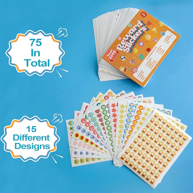 6600 PCS Small Stickers for Kids Classroom, Mini Teacher Reward Stickers Includes Stars, Smiley Faces & Emojis, Sticker Pack, Stickers Bulk, Scrapbook Journal Supplies