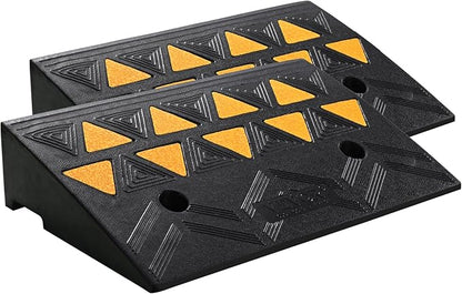 VEVOR Rubber Curb Ramp 2 Pack, 4.3" Rise Height Heavy-Duty 33069 lbs/15 T Capacity Threshold Ramps, Driveway Ramps with Stable Grid Structure for Cars, Wheelchairs, Bikes, Motorcycles