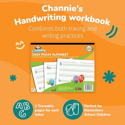 Channie's Easy Peasy Alphabet Tracing Book for Kids Ages 3-5, Pre K & Kindergarten Writing Workbook for Handwriting & Tracing, Effective Alphabet Practice With Color-Coded Blocks