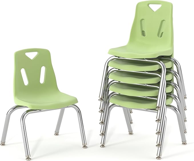 Berries Jonti-Craft 8142JC6130 Stacking Chairs with Chrome-Plated Legs, 12" Height, Key Lime, Pack of 6