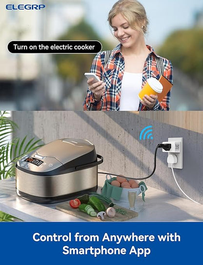 ELEGRP Matter Supported Mini Smart Plug, Smart Outlet 15A/1800W Max, Compatible with Apple Home, Siri, Alexa, Google Home, SmartThings, Compact Design, UL Certified, 2.4G Wi-Fi Only, White, 1 Pack