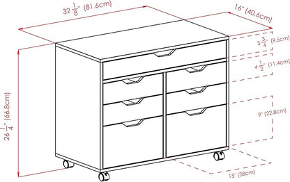 Winsome Halifax Storage Mobile Cabinets, 2 Doors, 4 Drawers, 1 Wide Drawer, for Home Office, White