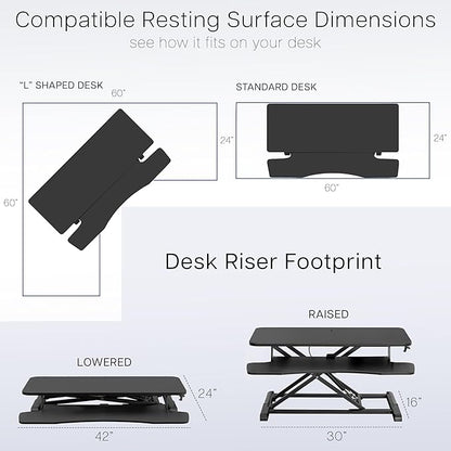 VIVO 42 inch Desk Converter, K Series, Height Adjustable Sit to Stand Riser, Dual Monitor and Laptop Workstation with Wide Keyboard Tray, Black, DESK-V042KB