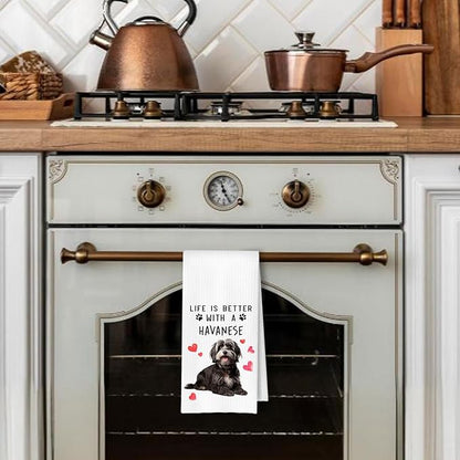 Havanese Dog Kitchen Towels, Havanese Gifts for Women Dish Tea Towels for Kitchen Decor, Dog Lovers Mom Gifts Decorative Hand Towel for Bathroom, 16x24 Inches