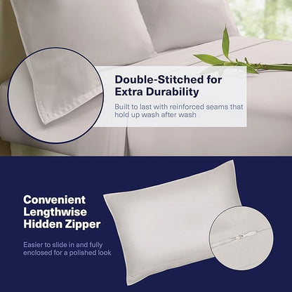 Kickoff Viscose Bamboo Sheets Full Size 4-pc 100% Organic Bamboo Viscose Bed Cooling Sheets Full Size Set Cool Bedding for hot Sleepers Sheet, Flat, Fitted, Pillowcases (Dove Grey, F)