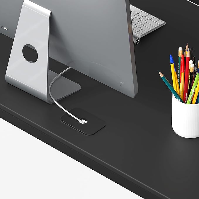 SHW 55 x 60 Inches Commercial-Grade L-Shape Corner Office Computer Desk, Black