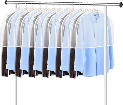 KEEGH Extra Wide Garment Shoulder Covers Bag (Set of 12) Breathable Hanging Closet Suit Organizer Keep Clothes Shoulder Clean, 2" Gusset Hold More Coats, Jackets, Dress